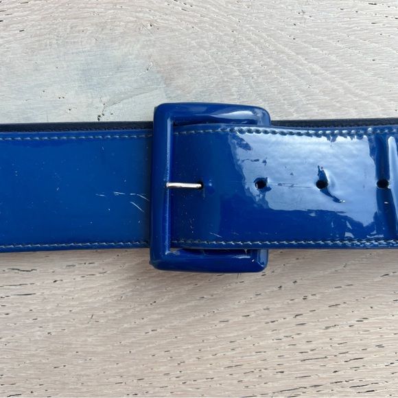 80s Patent Cobalt Blue Wide Belt - Picture 6 of 7